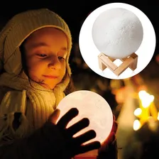 4 Lua Cheia 3d Led Abajur Luminária 12cm Lampada + Suporte Cúpula Amarela Estrutura Amarela Foto mini 4