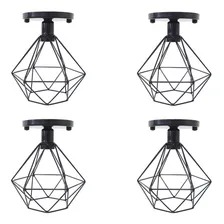 4 Lustres Plafon Industrial Aramado Diamante Retr么 Preto Foto mini 1