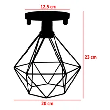 4 Lustres Plafon Industrial Aramado Diamante Retr么 Preto Foto mini 2