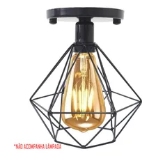 4 Lustres Plafon Industrial Aramado Diamante Retr么 Preto Foto mini 3