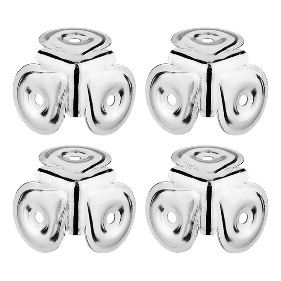 4 Mini Canto Reto Aço Cromado Pequeno 3 Furos P/ Cases Baús Foto 1