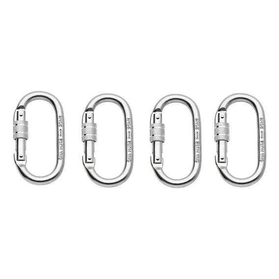 4 Mosquetão Oval Aço Trava Rosca 25kn Nbr Ce En U Foto 1