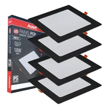 4 Painel Plafon Luminária Gesso 18w Quadrado Embutir 6500k Estrutura Preto 110v/220v Foto  mini 1