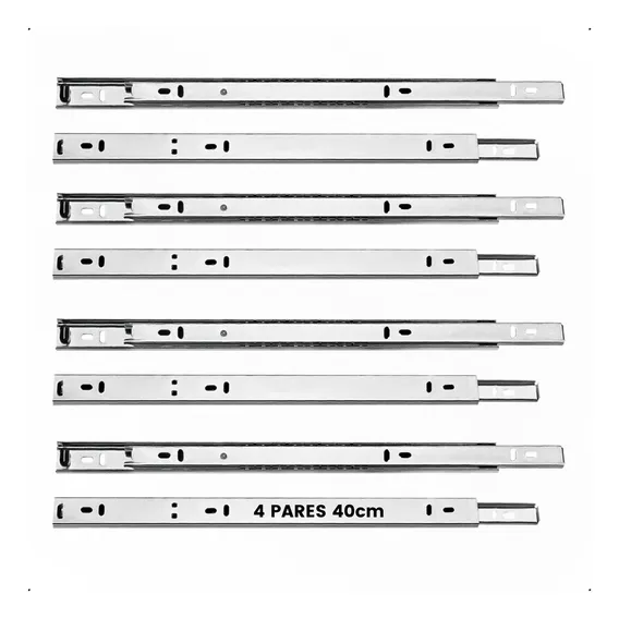4 Pares Corrediça 40cm Corrediça Telescópica Trilho Para Gaveta - Compra Segura Ekom Foto 1