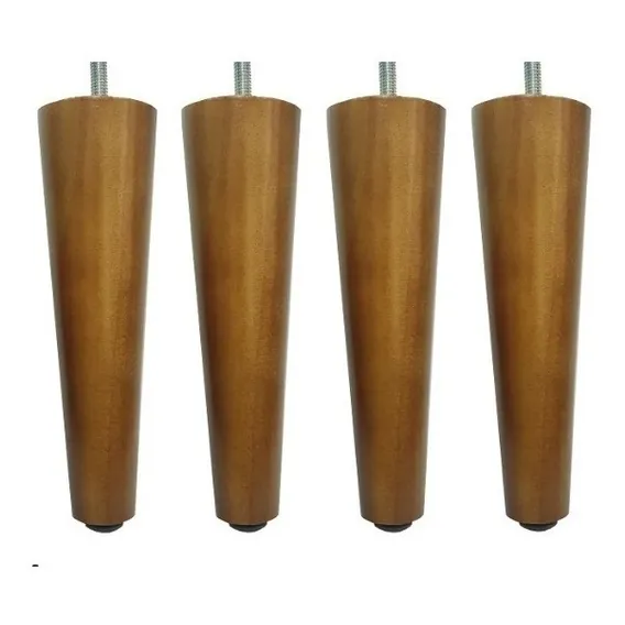 4 Pé Palito 30cm Com Rosca 5/16 Sofá Poltrona Recamier Puff Cor Amêndoa Marrom Claro Foto 1