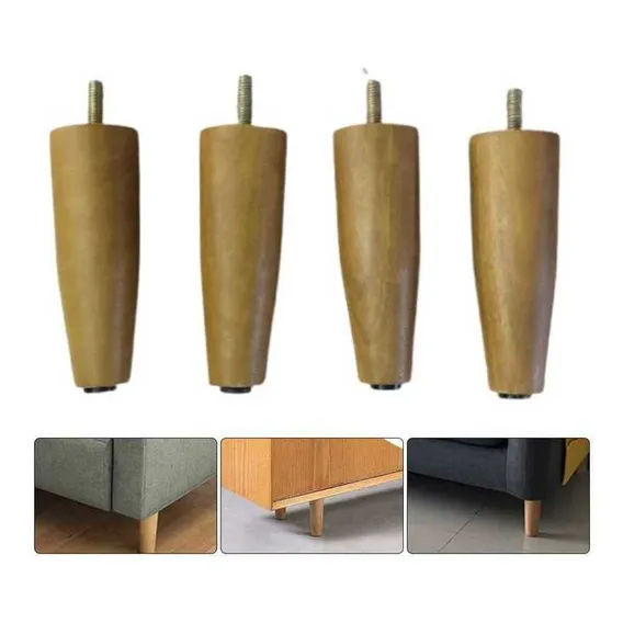 4 Pes Para Armario 12 Cm De Altura De Madeira Eucalipto Foto 1