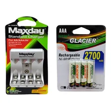 4 Pilha Recarregável Aa + Carregador Maxday Rápido Bivolt Foto mini 1