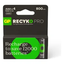 4 Pilhas Aaa Gp Recyko Pro Recarregável Palito 1.2v 800 Mah Foto mini 1