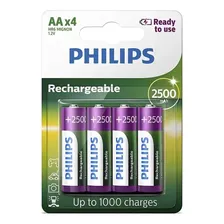 4 Pilhas Recarregaveis Aa Philips Foto mini 1