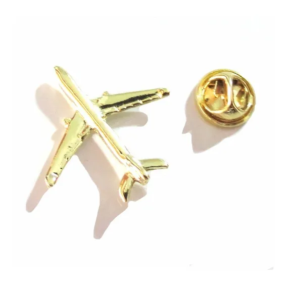 4 Pin Botton Broche Avião Folheado Em Ouro Foto 1