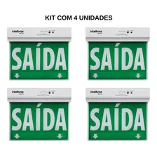 4 Placas De Saída Emergência Led Verde Dupla Face Intelbras Cor Branco 110V/220V Foto mini 2