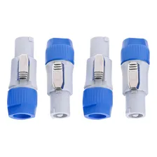 4 Plug Conector Speakon Macho Linha Powercon 3 Vias C/ Trava Cor Branco/azul Foto mini 1