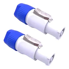 4 Plug Conector Speakon Macho Linha Powercon 3 Vias C/ Trava Cor Branco/azul Foto mini 2