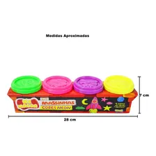 4 Potinhos De Massinhas Infantil Cores Neon 110g 3620 Sunny Foto mini 4