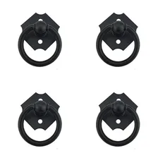 4 Puxador De Gavetas Armário Rustico Argola /preto 38x38mm Foto mini 1