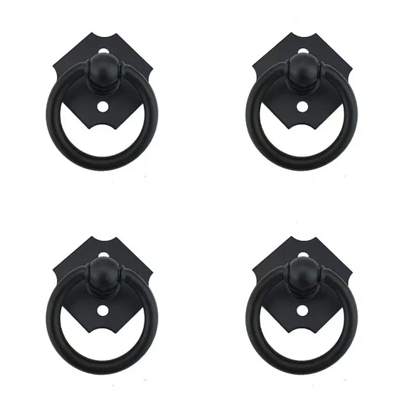 4 Puxador De Gavetas Armário Rustico Argola /preto 38x38mm Foto 1