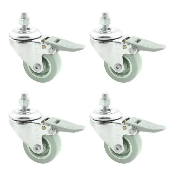 4 RodÃzio Anti Risco Parafuso Espiga 3/8 Freio 50mm 320kg Foto 1