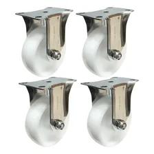 4 Rodizio Fixo 3 Polegada Aço Inox 304 Roda Nylon Industrial Foto mini 1