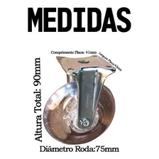 4 Rodizio Rodinha Fixo Gel 75mm Sem Freio Anti Risco 200kg Foto mini 3