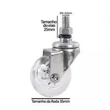4 Rodizio Rodinha Girat贸rio Gel 35mm Parafuso Espiga 120kg Foto mini 3