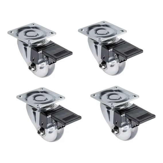 4 Rodizios Gel 35mm Rodinha Silicone Roda Giratoria-c/ Trava Foto 1