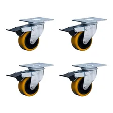 4 Rodizios Giratório 3'' Com Placa E Freio Pu 510kg - Colson Foto  mini 1