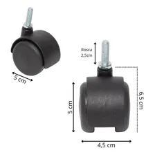 4 Rodízios Para Cama Box Ou Baú E Móveis Em Geral Rosca 5/16 Foto mini 3