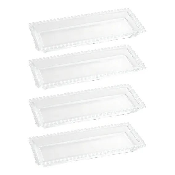 4 Travessas Retangulares Bandeja Petisqueira Cristal Pearl W Foto 1