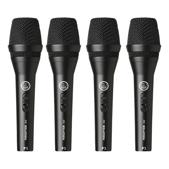 4 Unidade De Microfones Profissionais Dinâmico P3s Akg Som Cor Preto Foto 1