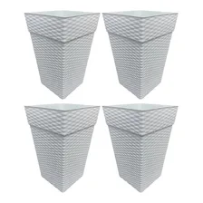 4 Vasos Decorativo 10l Rattan Variação Marrom Ou Branco Foto mini 1