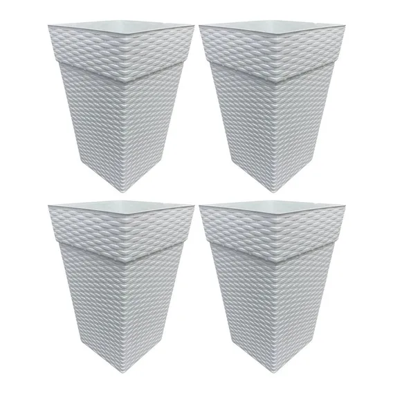 4 Vasos Decorativo 10l Rattan Variação Marrom Ou Branco Foto 1