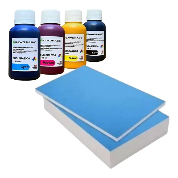 4 X 100ml Tinta Sulblimatica Sawgras 200 Folhas A4 Havir 90g Tinta Kit Tinta Sublimatica + Papel A4 Havir Verso Azulão Foto 1