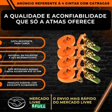 4 X Cinta Catraca De Amarração ATMAS 800kg Amarrar Carga 4,6 Metro Cor 4 Cinta Catraca 800kg Foto mini 4