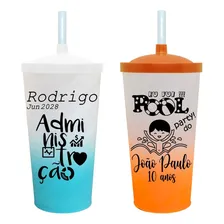 40 Copos Degradê Tampa E Canudo Personalizados Twister 560ml Foto mini 1