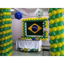 400 Bexiga Balão Brasil Verde Amarelo Azul Branco (100 Cada) Foto mini 3