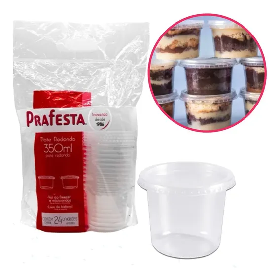 432un Pote Redondo Microondas Freezer 350ml + Tampa Prafesta Foto 1