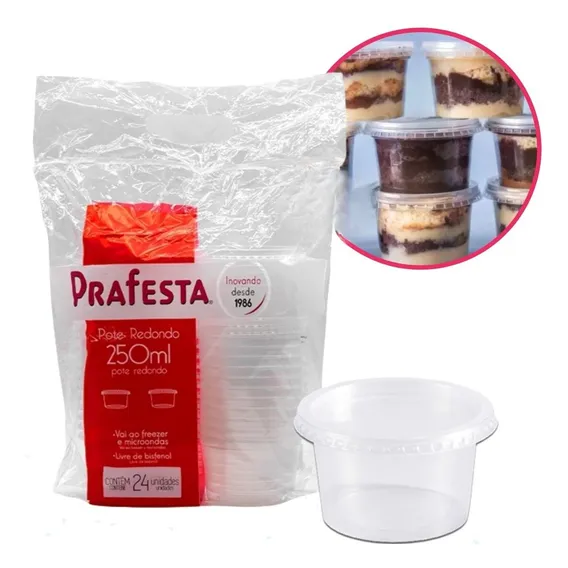 432un Pote Redondo Microondas/freezer Prafesta 250ml + Tampa Foto 1