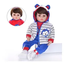 47cm BebĂȘ Boneca Reborn Realista Silicone Olhos Castanhos Boneca Foto mini 2