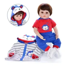 47cm BebĂȘ Boneca Reborn Realista Silicone Olhos Castanhos Boneca Foto mini 1