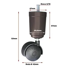 4pç Pé Cama Box 12cm C/ Rodinha Premium Ortobom Castor Gazin Cor Tabaco Foto mini 4