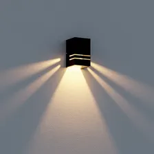 4x Arandela Externa E27 2 Frisos Parede Muro + Led 5w mf144 Estrutura Preto Foto mini 2