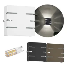 4x Arandela Slim 6 Frisos Focos Externa + 4 Leds G9 5w Foto mini 1