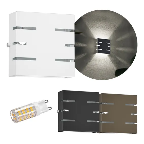 4x Arandela Slim 6 Frisos Focos Externa + 4 Leds G9 5w Foto 1