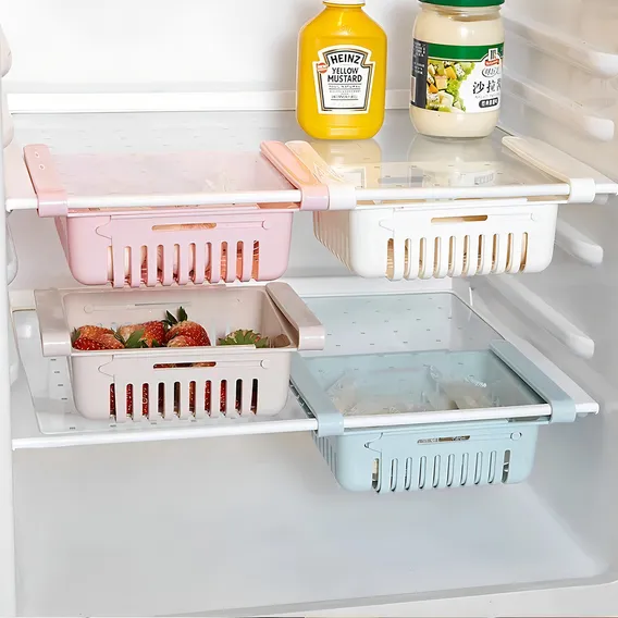 4x Cesto Organizador De Geladeira Gaveta Prateleira Cor Variado Foto 1