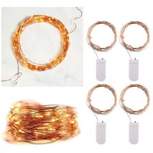4x Fio Fada Cobre Cordão Luz 5m 50 Leds Pilhas Inclusas Foto  mini 1