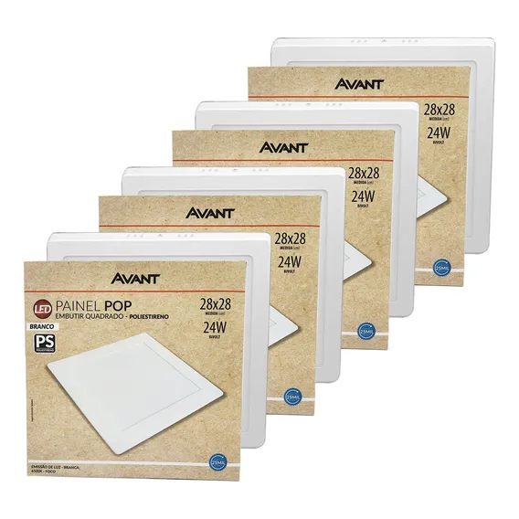 4x Plafon Painel Avant Embutir Quadrado Led 24w Branco Foto 1
