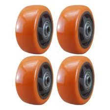 4x Roda Rodinha De Pu 3 Pol Rolamento Esfera Furo 10mm Foto mini 1