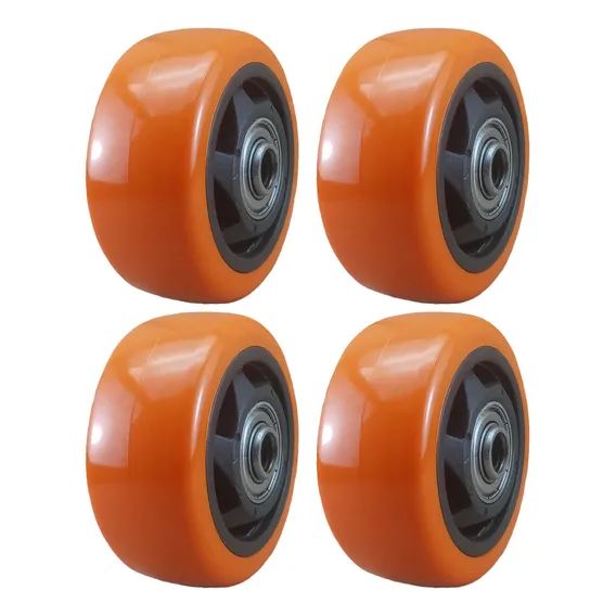 4x Roda Rodinha De Pu 3 Pol Rolamento Esfera Furo 10mm Foto 1