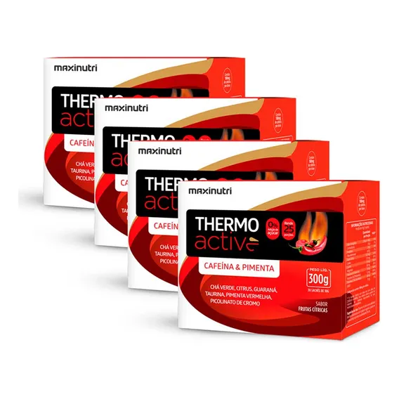 4x Termogenico Thermoactive Estimulante Guaraná E Taurina Foto 1