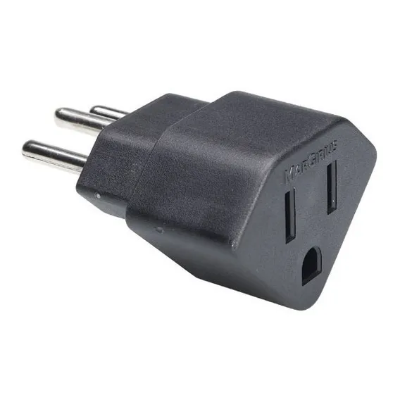 5 Adaptador Tomada Americana Brasileira 2p+t Preto Margirius Foto 1